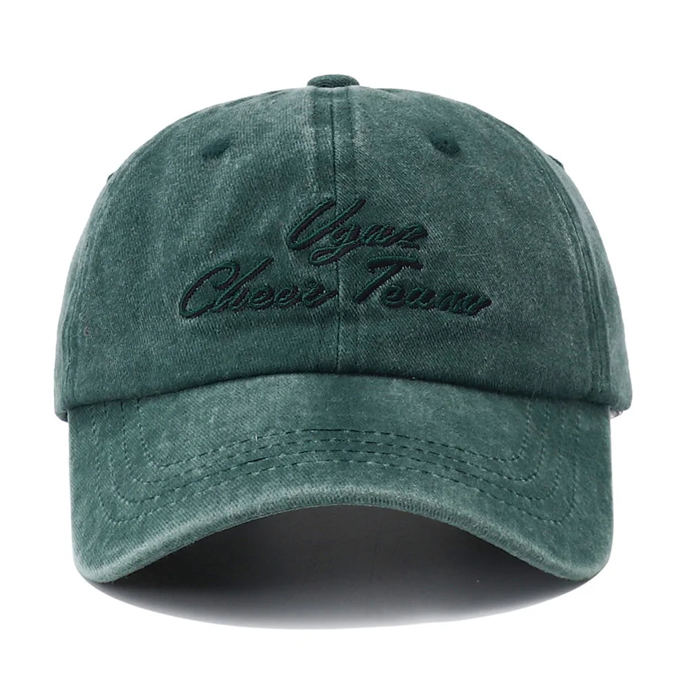 Unisex Letter Embroidery Washed Cotton Baseball Cap Adjustable Vintage Distressed Dad Hats for Women Men Gorras Para Hombres