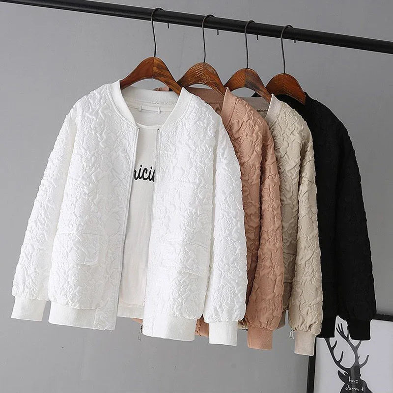 Solid Color Ladies Short Baseball Jacket 2026 New Korean Spring Casual White Jacket Top Female Cardigan Zipper Jackets Fashion