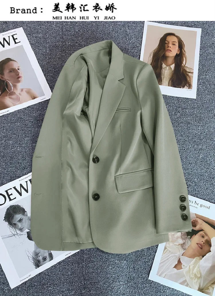 Elegant Office Lady Blazers for Women 2025 Fashion Long Sleeve Single Button Blazer Coats Female Top Suit Jackets Outerwears