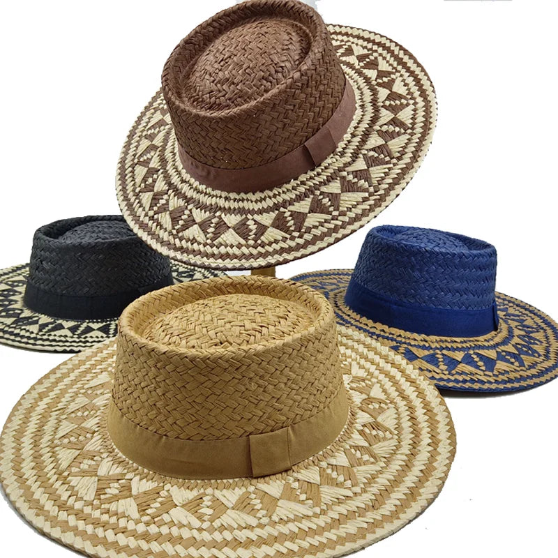 Straw hat women breathable sun hat fashion hollow retro straw hat hand-woven summer travel straw hat gorras para hombres