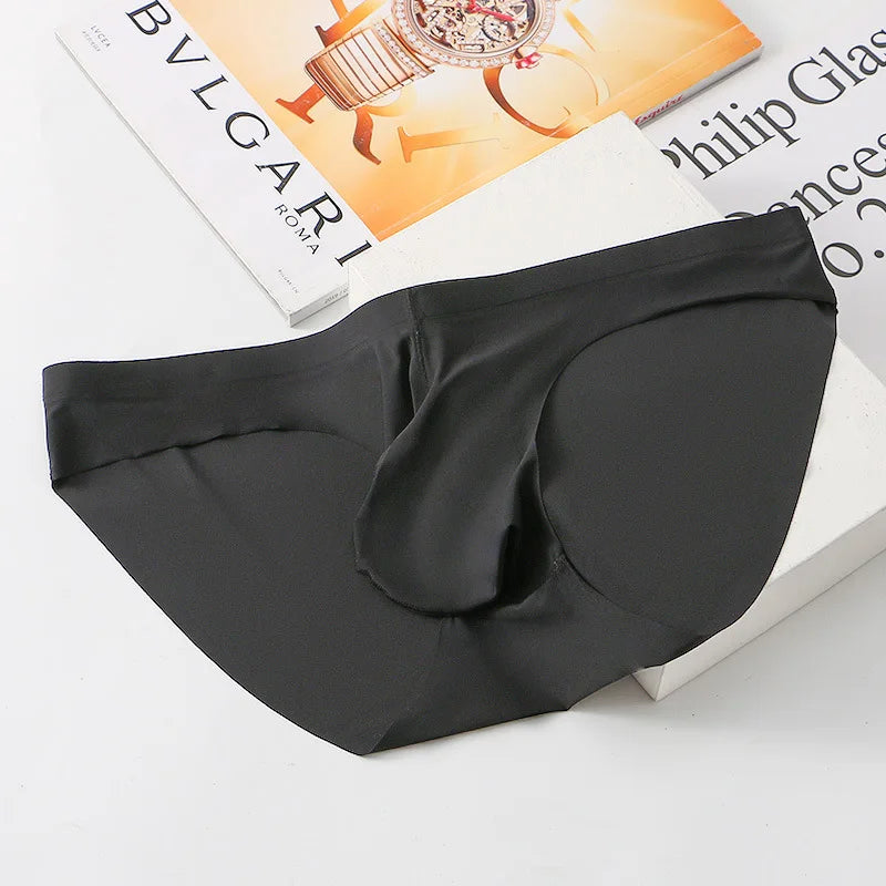 Ice Silk Sexy men underwear briefs sissy cuecas convex gun Egg Separation calcinha Quick Dry Youth Panties ropa interior hombres