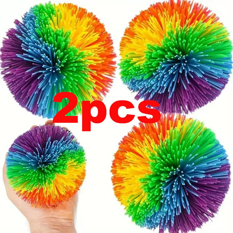 Rainbow Stringy Balls Sensory Fidget Toys For Kids Party Favors Outdoor Fun Games Pelotas Saltarinas Niños Juguetes Divertidos