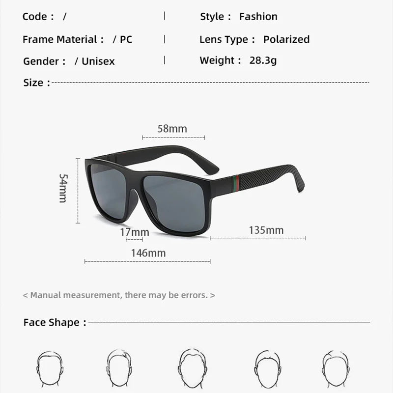 Fashion Polarized Sunglasses Men Square Brand Designer Mens Sunglass For Driving Fishing Glasses lentes de sol de hombres UV400