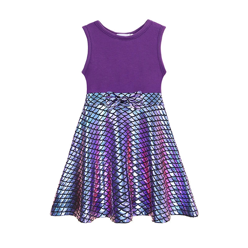 2025 Summer Elsa Anna Casual Dress Girls Cotton Clothes Children Sleeveless A-Line Dress Baby Kids Princess Casual Clothing 2-8Y