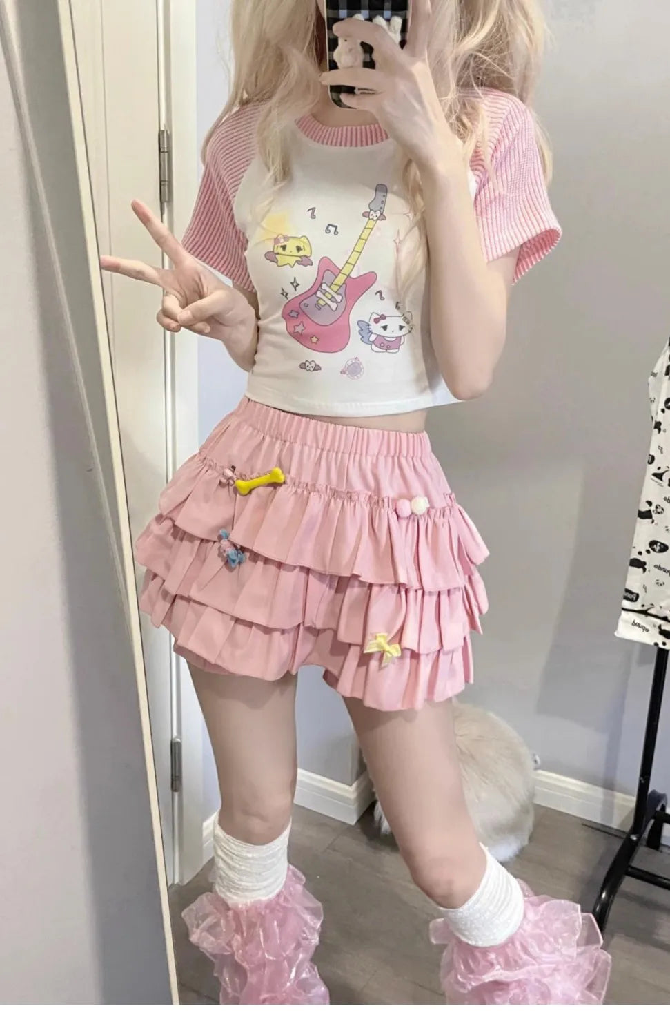 Puffy Cake Mini Skirts Women Ruched Ruffle High Waist Solid All-match Sweet Lovely Girls College Harajuku Trendy Streetwear Ins