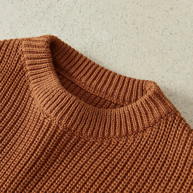 Suefunskry Newborn Baby Girl Boy Knitted Long Sleeve Autumn Winter Sweater Solid Loose Pullover Casual Tops Kids Clothes 3M-5Y