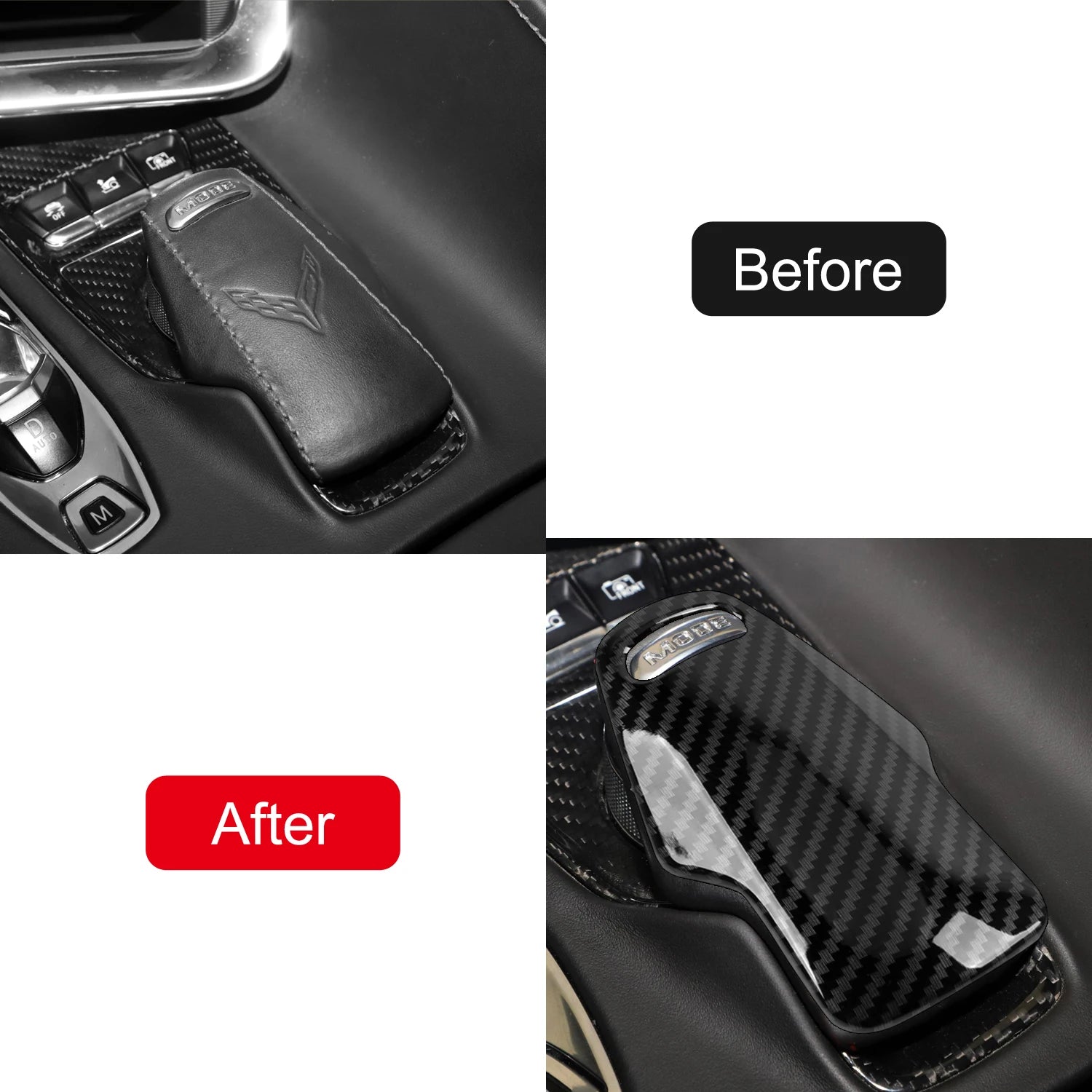 Car Accessories For Chevrolet Corvette C8 2020-2025 ABS Carbon Fiber Style Interior Gear Shift Knob Head Cover Trim 1pcs