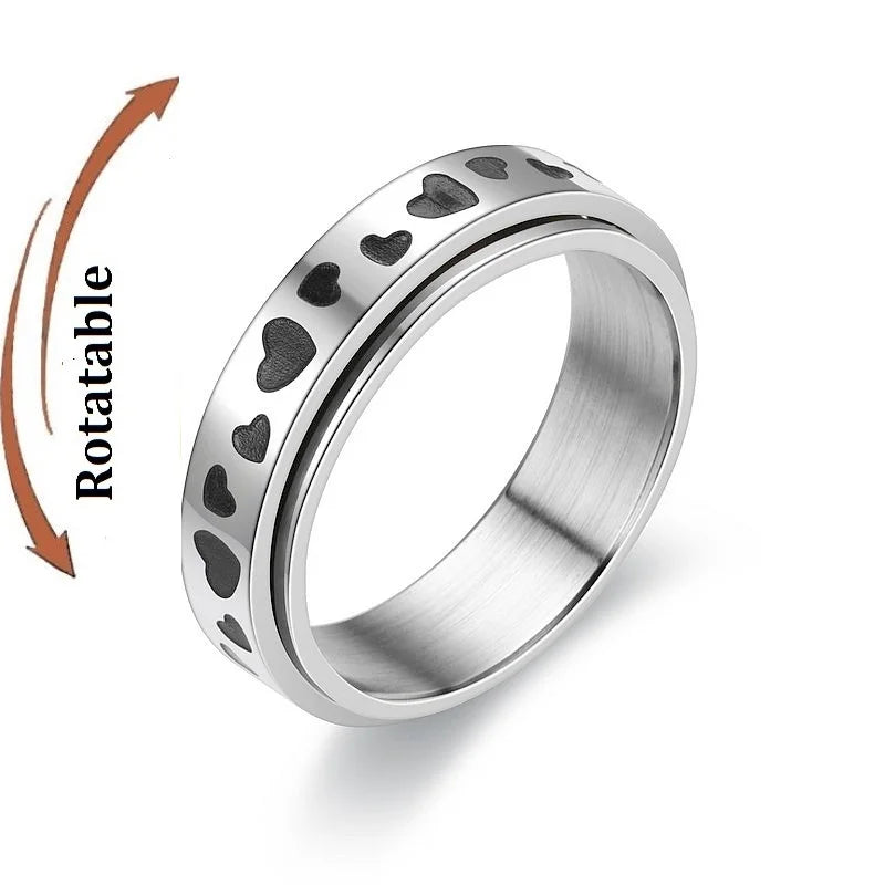 Titanium Steel Rotatable Chain Fidget Spinner Mens Rings Multifunction Anti Stress Knuckle Ring Accessories Anillo Hombres