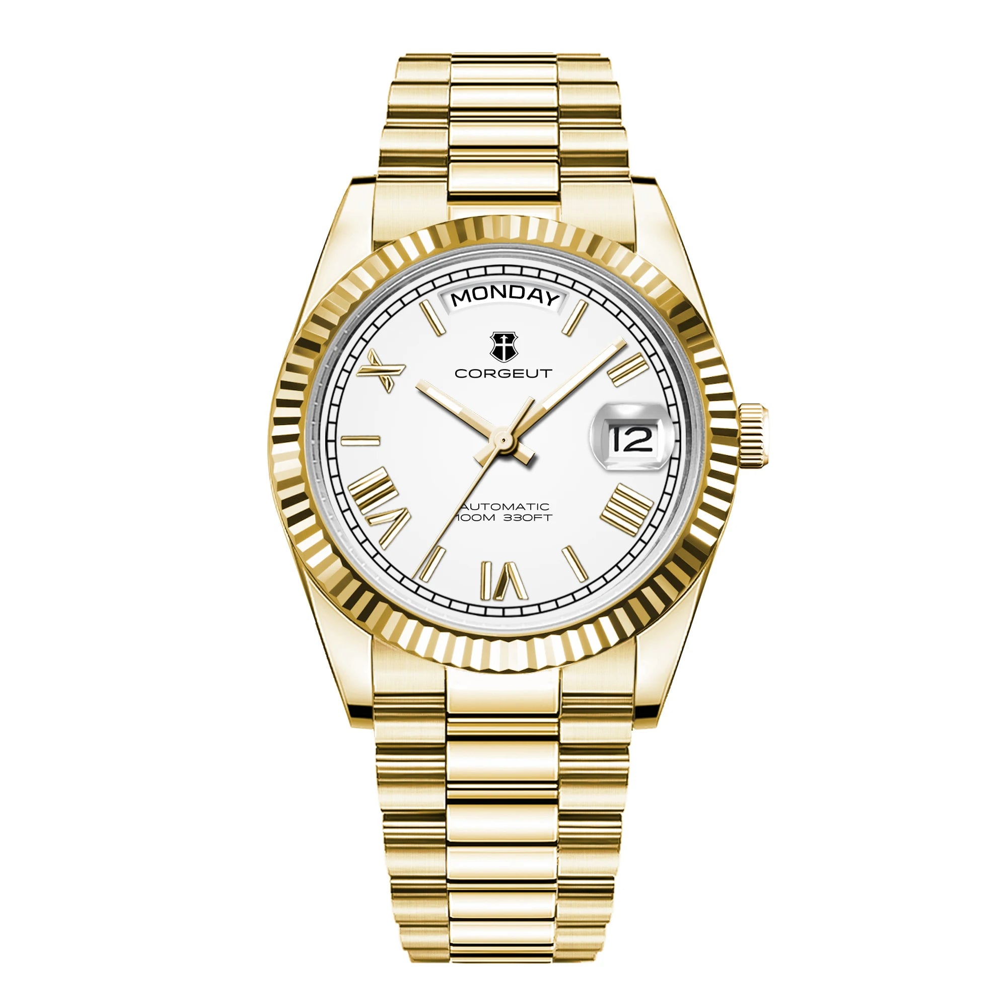 Corgeut automatisch mechanisch herenhorloge - 39/36mm Japanese movemen Saffierdatumweergave met vergrootglas - Reloj para Hombre