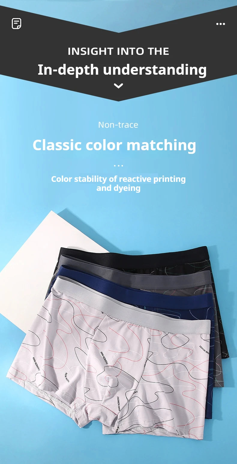 8Pcs Men Underwear Men BoxerShorts Men Printed Panties Soft Comfortable Men Underpants Man Sexy Breathable Fashion Sports Boxers