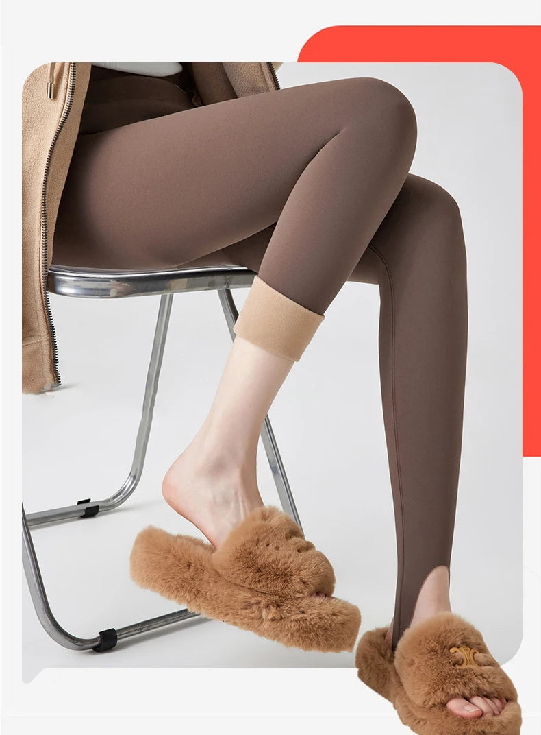 BIVIGAOS Autumn Winter New Rabbit Fleece Thicken Boots Leggings Women Slim Foot Pants Yoga Fitness Sports Warm Shark Leggings