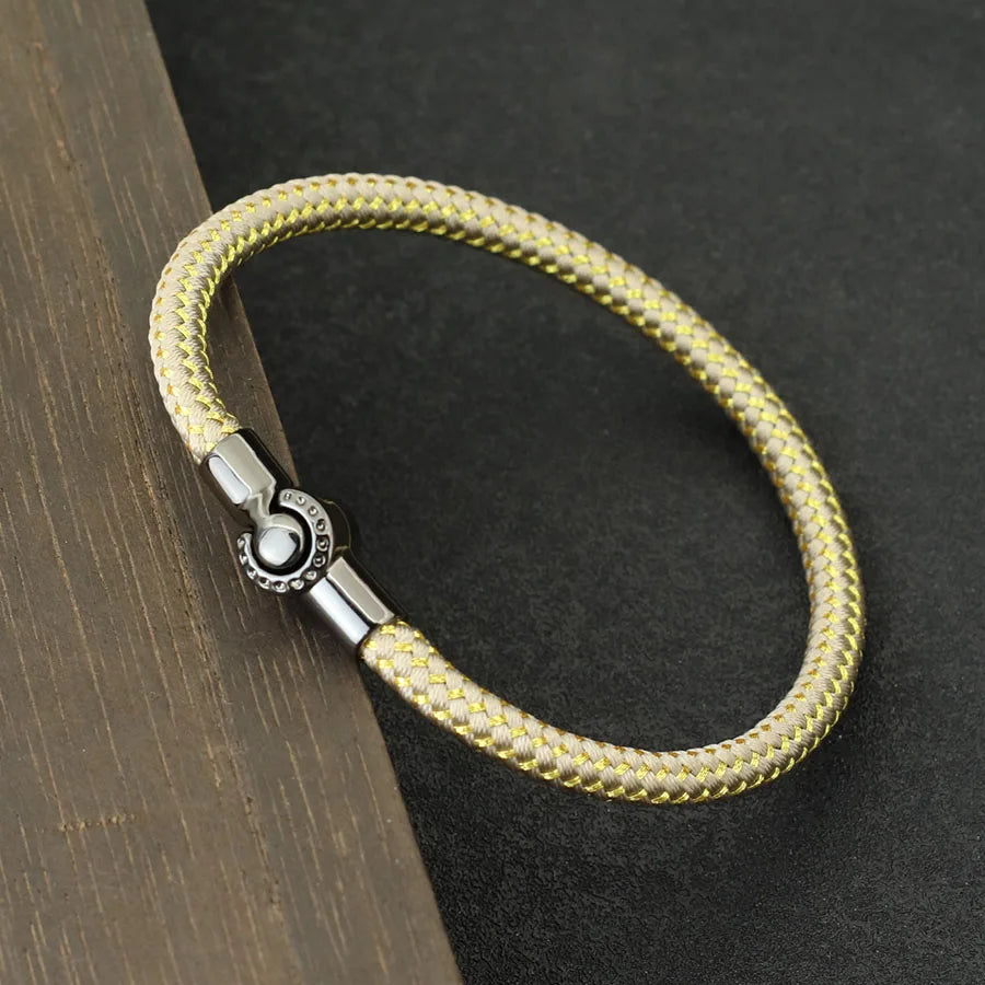 Outdoor Sports Cycling Mens Rope Bracelet Black Magnet Buckle Wrap Bangle Pulseira Corda Masculina Pulceras Hombres Elegante