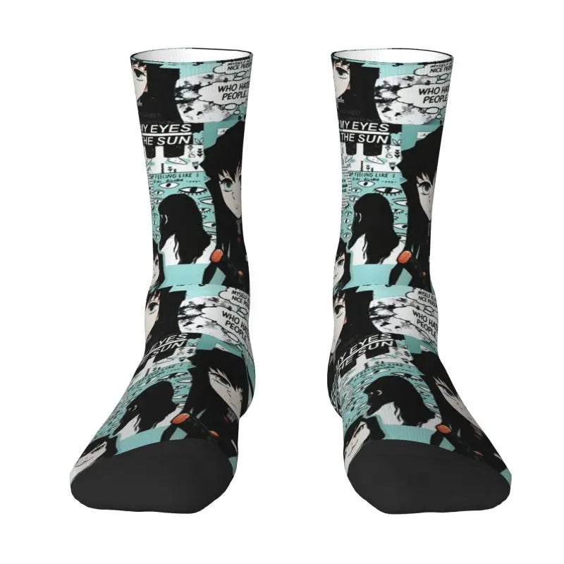 Custom Giyuu Tomioka Demon Slayer Men Women Crew Socks Unisex Kawaii Kimetsu No Yaiba Spring Summer Autumn Winter Dress Socks