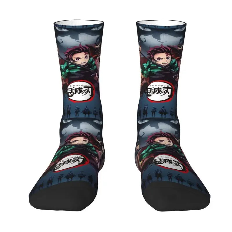 Custom Giyuu Tomioka Demon Slayer Men Women Crew Socks Unisex Kawaii Kimetsu No Yaiba Spring Summer Autumn Winter Dress Socks