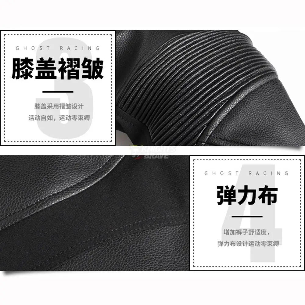 Motorcycle Pants PU Leather Pantalon Moto Men Pantalon Motocross Black Pantalon Moto Para Hombre CE Protector Motocross Pants