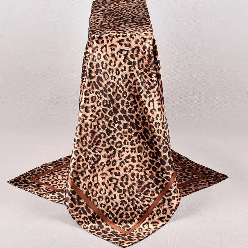 90*90cm Hair Scarf Women Fashion Designer Beautiful Flowers Foulard Soft Satin Shawl Kerchief Square Silk Scarfs Neck Headscarf