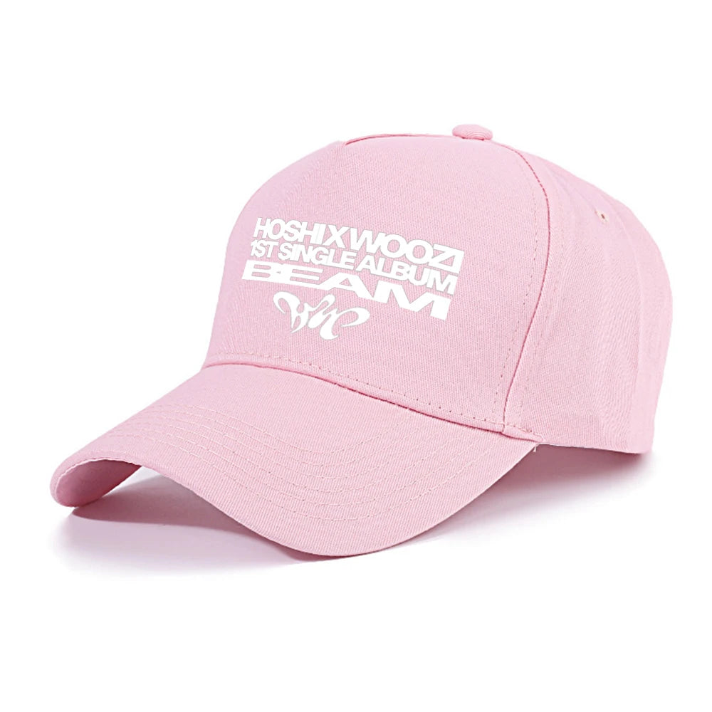 Kpop 17 Athletic Baseball HOSHI X WOOZI 1st Single Album BEAM CARAT Cap Graphic Print Ponytail Hats Gorras Para Hombres