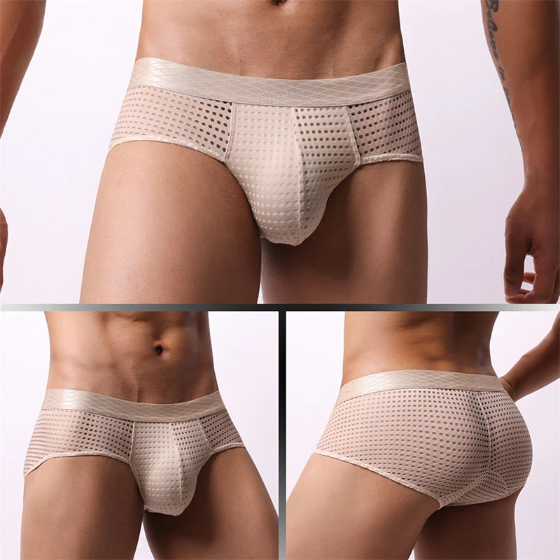sexy tоy mens underwear Breathable mesh ropa interior hombre low waist calzoncillos hombres wide waistband sissy gay boxers new