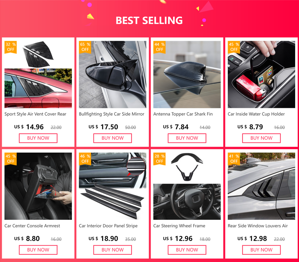 For Honda Accord 10th Gen Accessories 2018 2019 2020 2021 2022 Sport Style Air Vent Cover Rear Side Window Louvers