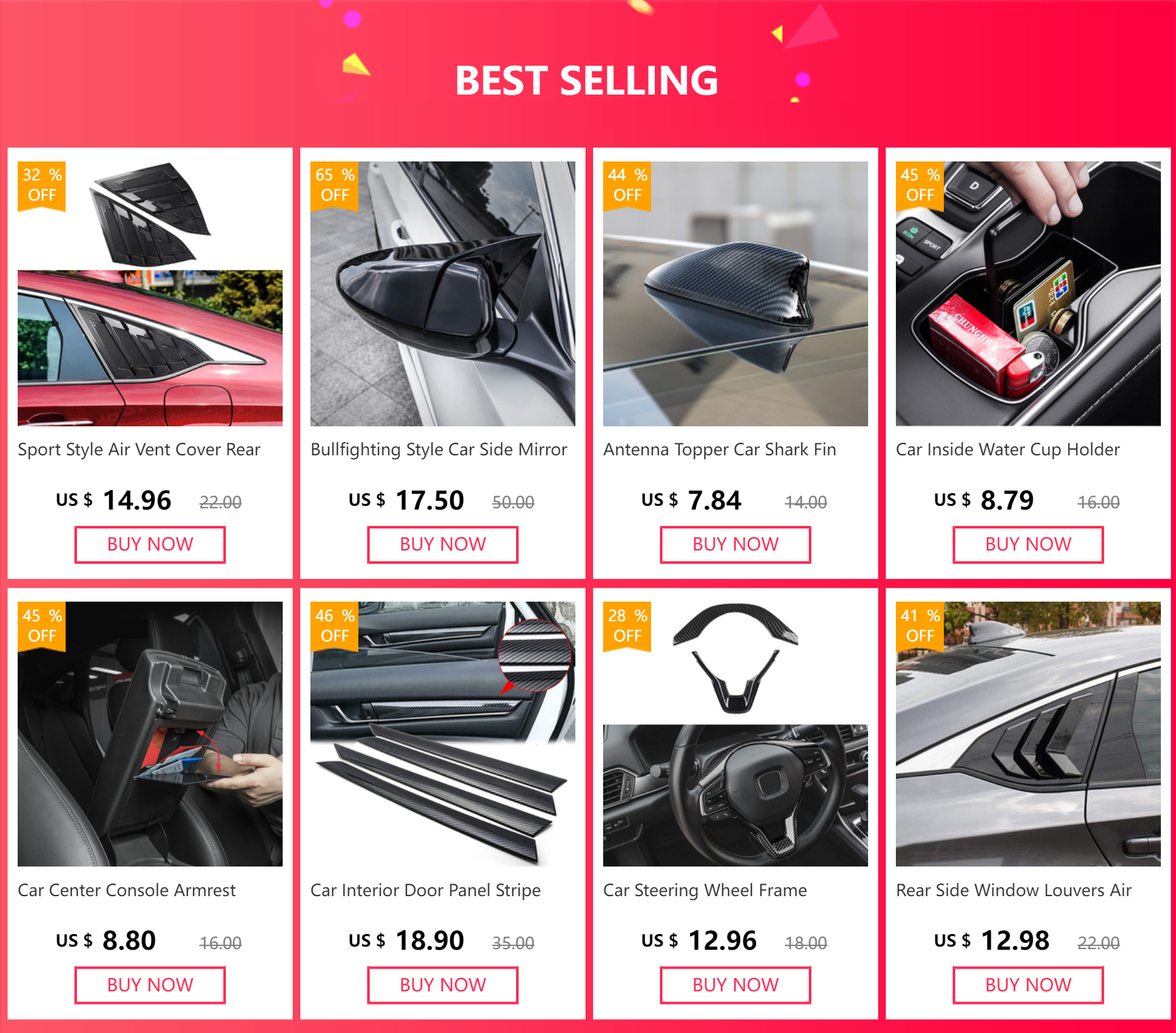 For Honda Accord 10th Gen Accessories 2018 2019 2020 2021 2022 Sport Style Air Vent Cover Rear Side Window Louvers