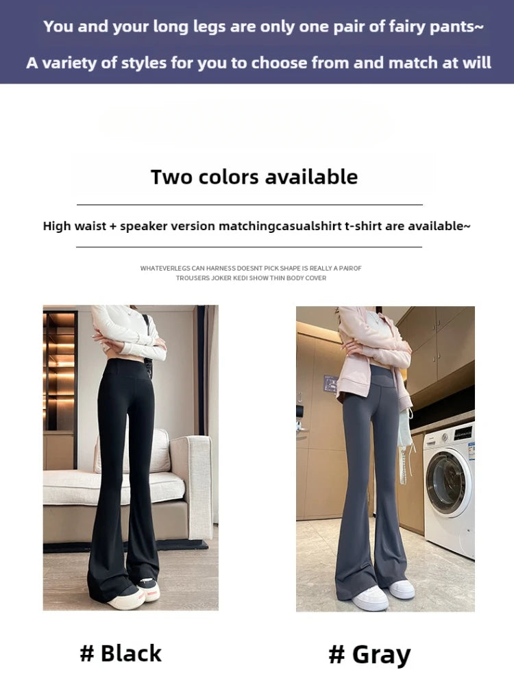 Shark Flared Pants for Women High Waist Skinny Black Casual Spring Autumn 2025 Dance Yoga Micro-Pull