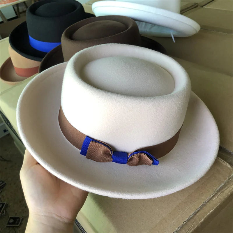 Men's hat Fedora Hat Women's Fashion Autumn and Winter Pork Pie Double Concave Small Brim Men's Jazz Hat Gorras para hombres
