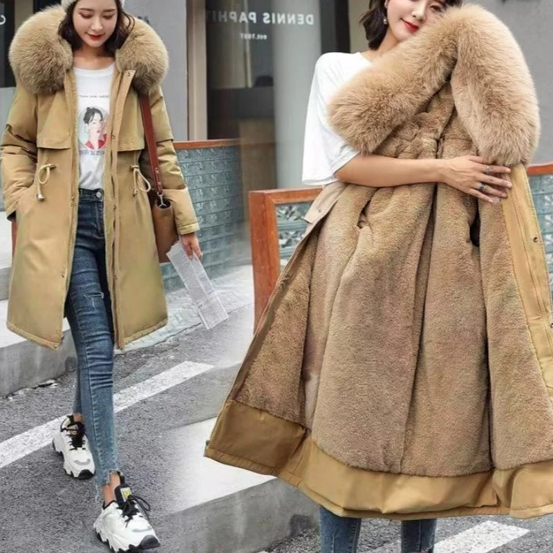 New In Coats & Jackets Women's Winter Padded Jacket Loose Casual Outerwears Fleece Hodded Windbreaker Elegant Office Lady's Coat