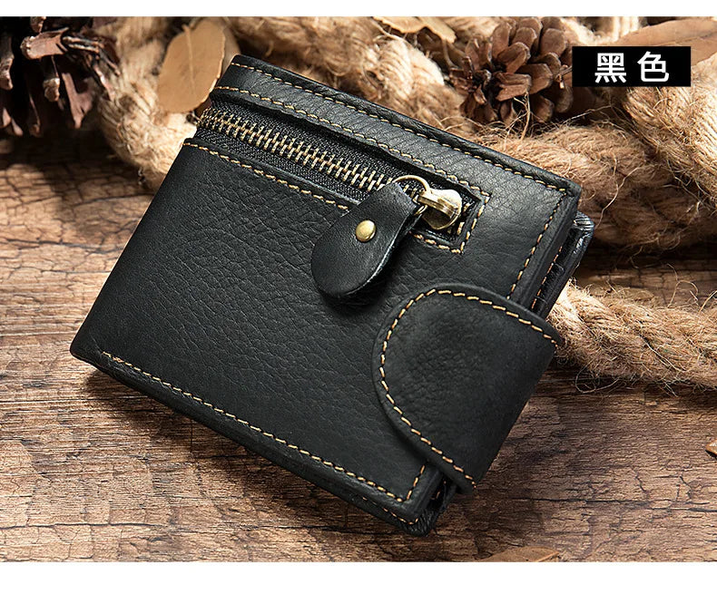 Crazy Horse Cowhide Leather Wallet for Men Genuine Leather Men Wallet Hasp Vintage Wallet Men