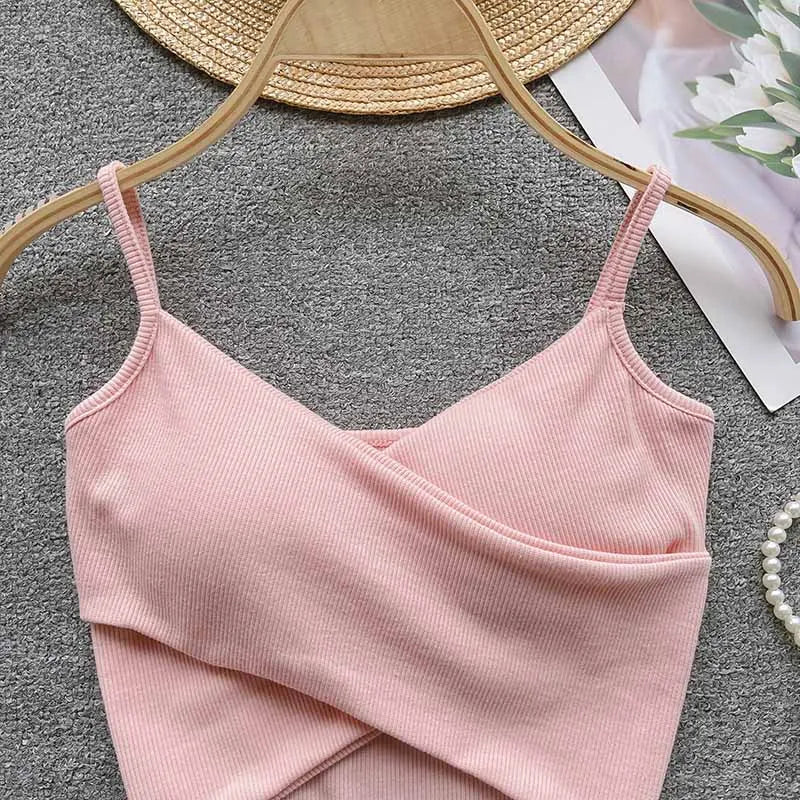  Irregular Casual Sport Camisole Women Strap Design Solid Fashion 2023 Y2K Elegant Ladies Chic Slim Tank Tops