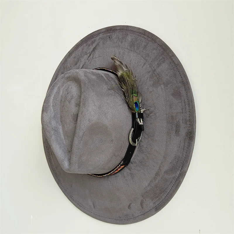 Hot sale suede fedora hat for men and women 56-58cm adult size suede jazz hat classic church fedora women's gorras para hombres