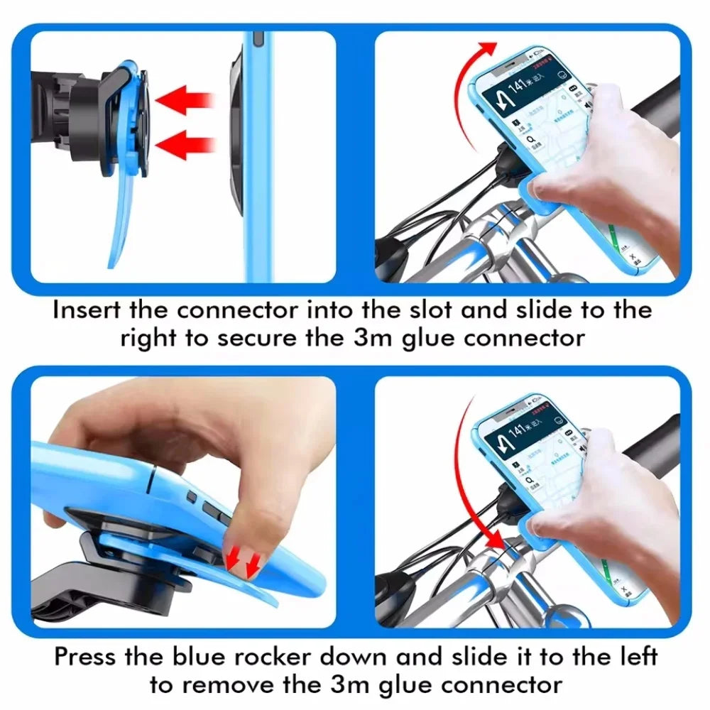 Motorcycle Handlebar Phone Holder 360°Rotatable Bicycle Bracket Security Navigation Support Mount Moto Anti-Shock Phone Brackets