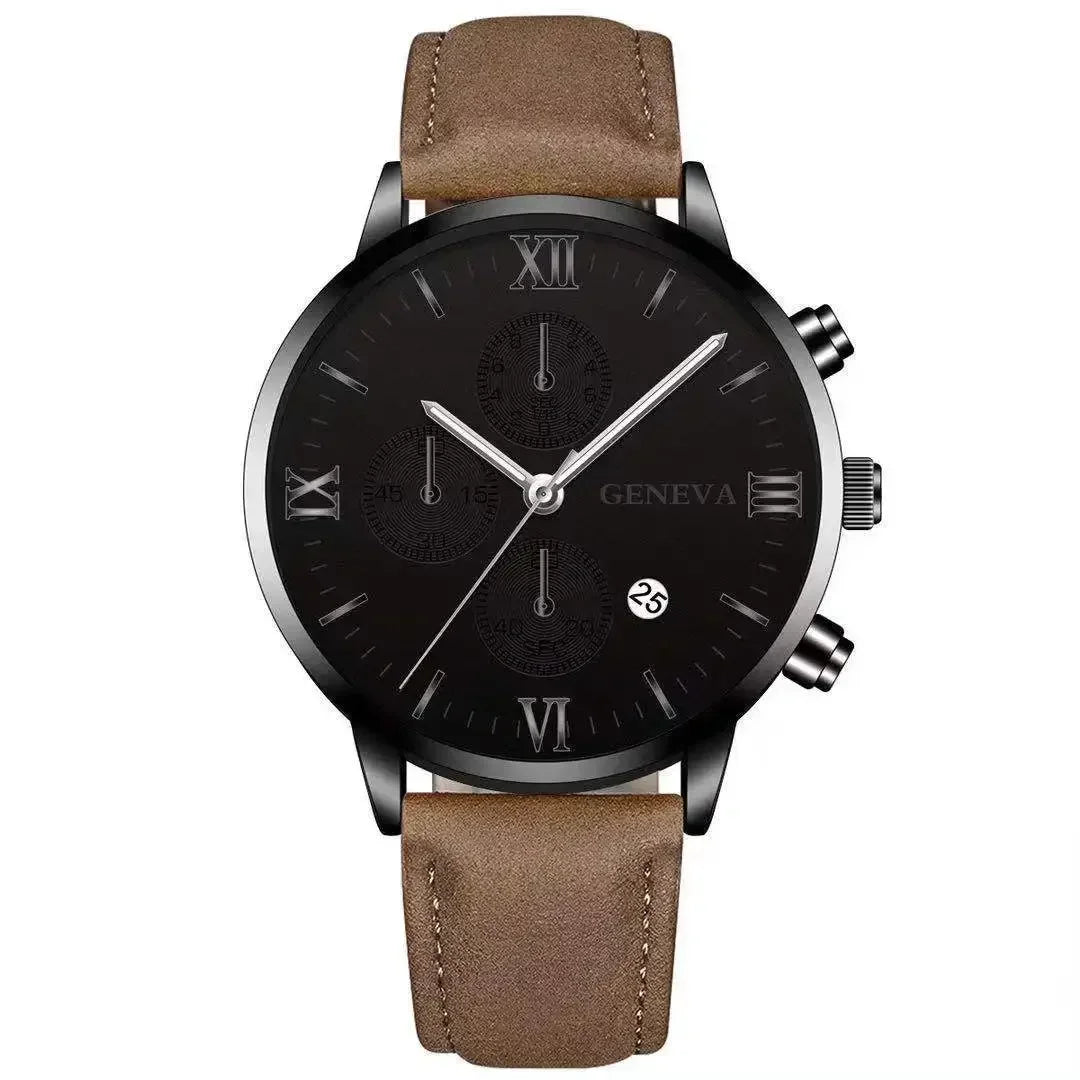 1PC Black Quartz Watch Men Roman Dial Watch Fashion Round Date Quartz Watch for Sports Relogios Masculino Relojes Para Hombres