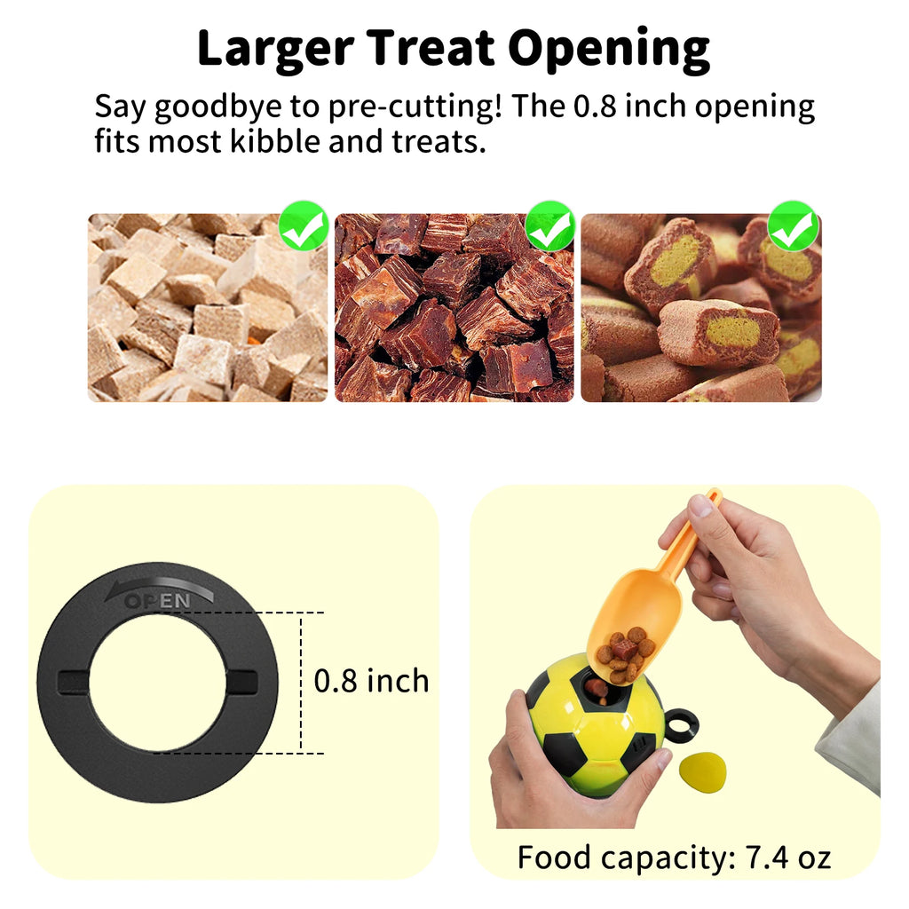 Interactive Dog Toys Treat Dispensers, Dog Giggle Treat Ball Rewards Puzzle Squeaky Soccer Ball, Mental Stimulation