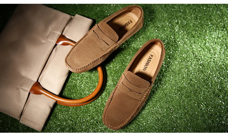 Men's Casual Fashion Genuine Leather Loafers Moccasins Slip-On Driving Shoes 38-50 Size Range Male Flats Comfort Footwear