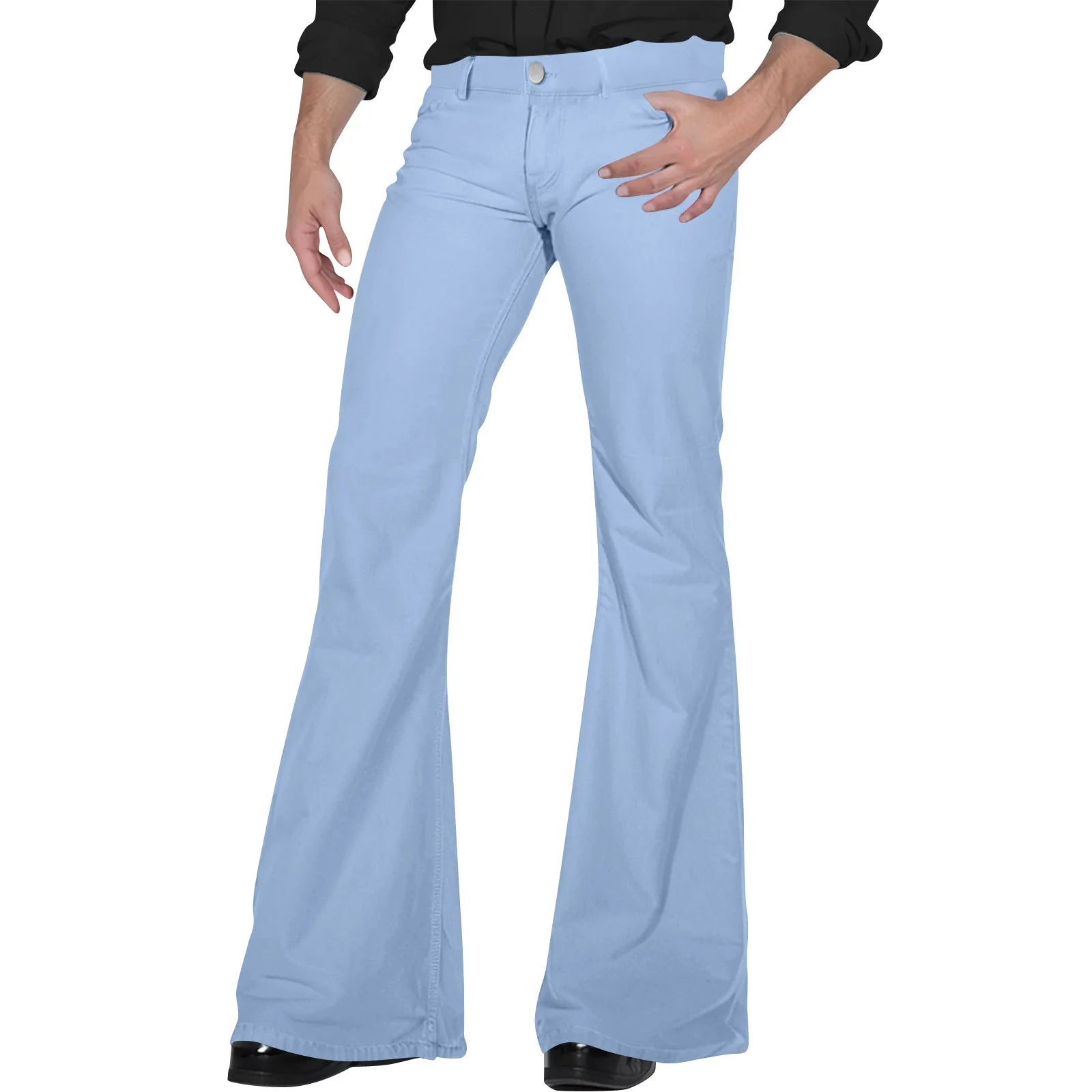Flare Pants Men Spring Solid Color Daily Simple Classic Trousers Chic Comfortable Hip Hop Mopping Bottoms Disco Flared Pants