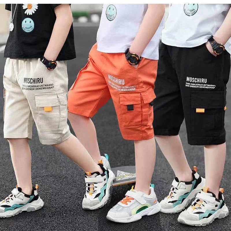 3-14 Years Summer Teenage Boys Pants 3 Color Casual Letter Short Trousers For Kids 3-14 Years Children Sports Shorts Pants