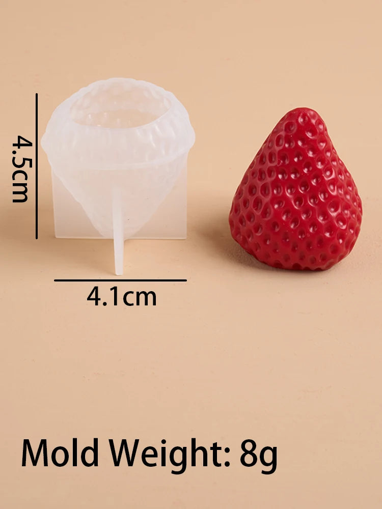 3D Strawberry Aromatherapy Candle Silicone Mold DIY Handmade Romantic Scented for Valentine's Day Party Home Decor Birthday Gift