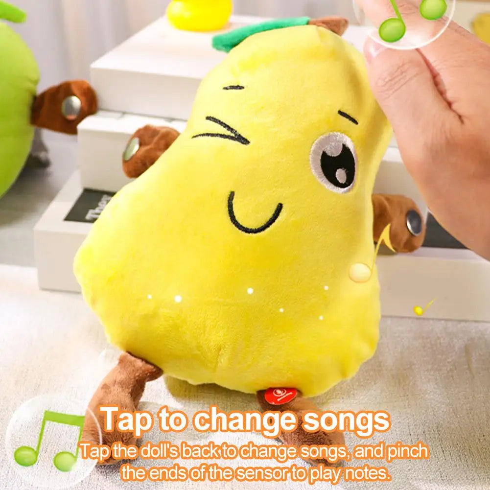 Interactive Musical Toy Sensing Beat Plush Toys Fruit Musical Dooll Pear Fruit Sensing Beat Piano Orange Plush Toy