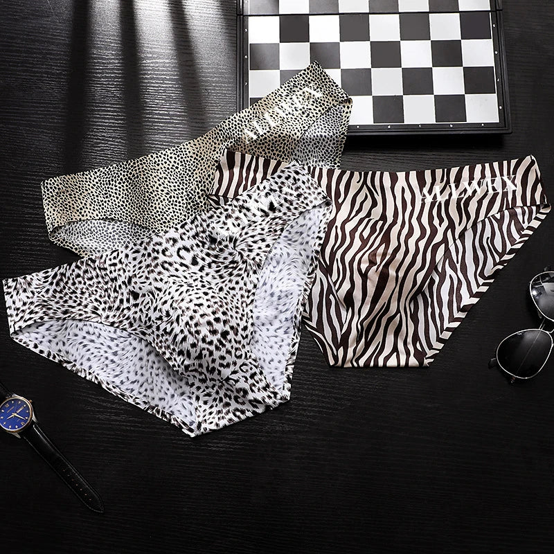 Choice Ropa interior hombre 3D convex pouch calzoncillos hombres leopard print sissy gay man underwear ice silk sexy tоy mens