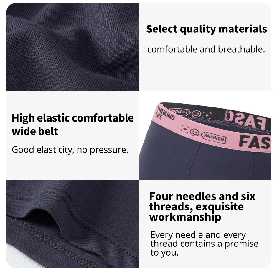 4/10 Piece Set Of Men's Casual And Fashionable Underwear Comfortable Boxer Shorts Youth Plus Size Sports Cycling Elastic Shorts