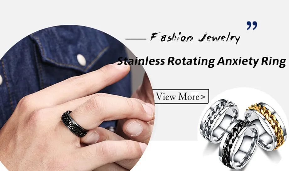 Spinning Anxiety Rings Free Shipping Items For Men Titanium Steel Rotatable Chain Fidget Joint Ring Jewelry Anillos De Hombres