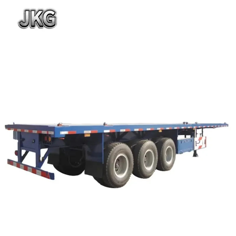 JKG 3 Axle 40ton Flatbed Trailer Flat Deck Flat Bed Semi Trailer 20/40Ft Container Chassis Flat Top Trailer