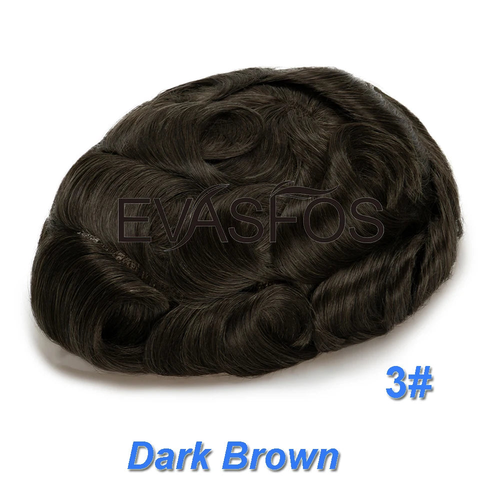Invisible Knots Men Capillary Prosthesis Wig For Men 0.03mm Ultra Thin Skin Hair Replacement Men Toupee Natural Hair System Men