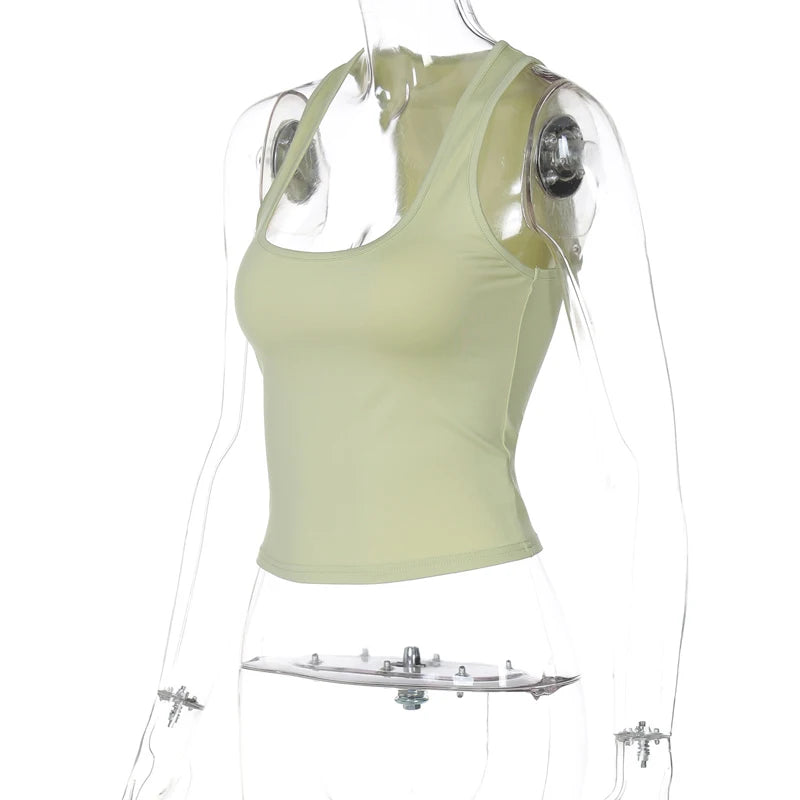 Square Collar Sleeveless Bodycon Crop tank Top Women’S Solid Sexy Elegant Y2K Top Party Clubwear Summer Outfit Wholesale