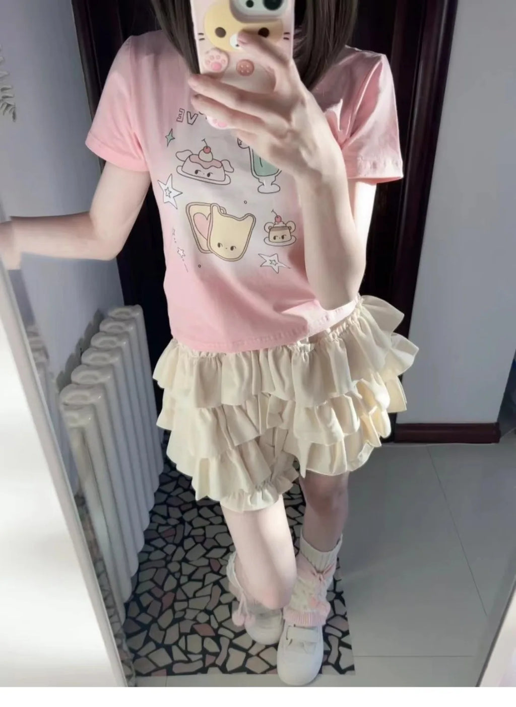 Puffy Cake Mini Skirts Women Ruched Ruffle High Waist Solid All-match Sweet Lovely Girls College Harajuku Trendy Streetwear Ins
