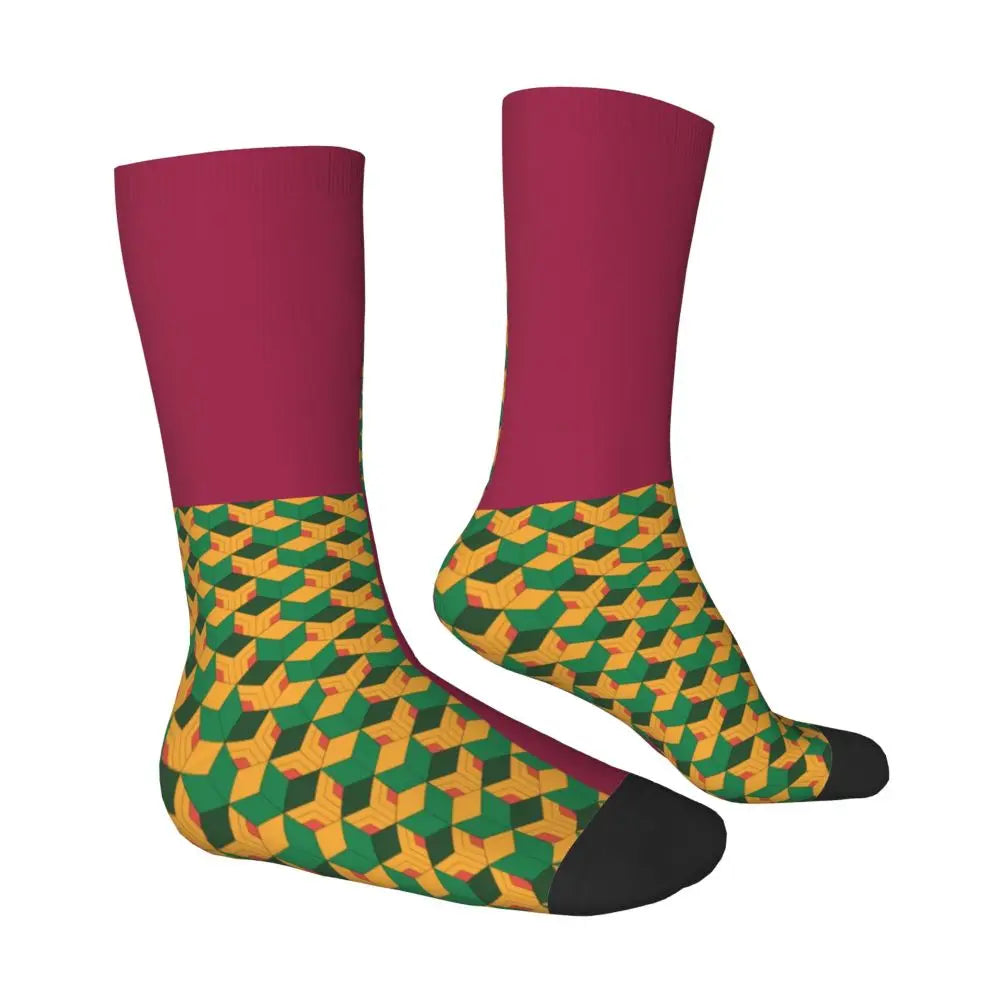 Custom Giyuu Tomioka Demon Slayer Men Women Crew Socks Unisex Kawaii Kimetsu No Yaiba Spring Summer Autumn Winter Dress Socks
