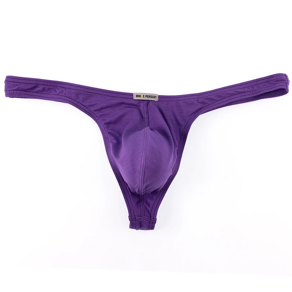 Men Underwear Breathable Thongs And G Strings Brave Person Male Panties Modal Bikinis Tangas Hombres
