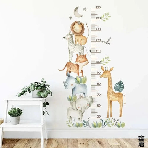 3PC Cartoon Animal Height Ruler Wall Stickers for Waterproof Removable PVC Home Decoration