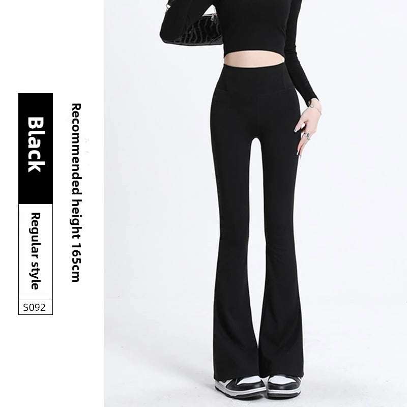 Shark Flared Pants for Women High Waist Skinny Black Casual Spring Autumn 2025 Dance Yoga Micro-Pull