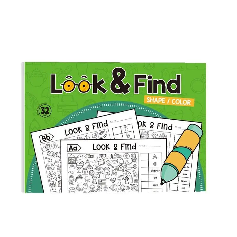 1 Set Interactive Educational Toys Look & Find Visual Puzzle Book For Kids With Color And Shape Search Activities
